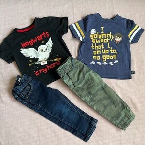 4pc Harry Potter Toddler 2T Lot - Cat & Jack Jeans & Carter's Twill Camo Joggers